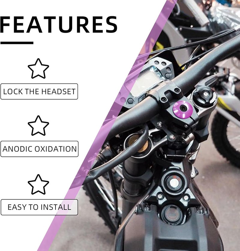 BAOUFF Stem Lock for Electric Dirt Bike,Headset Spacer with Handlebar Top Cap Base Extended Nut for Talaria X3 Sting MX3 R MX4 MX5/Surron Light Bee/E-Ride Pro SS/79Bike/X260 - Purple - Image 4